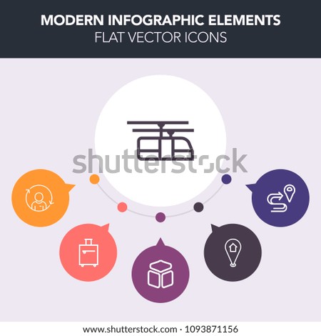 Modern, simple, colorful vector infographic background with location, rail, element, quality, direction, pin, map, suitcase, gps, refresh, tourism, man, square, vacation, navigation, travel, bag icons