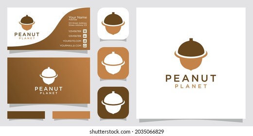 modern and simple combination peanut, nut and planet, orbit design. design inspiration business card and icon app