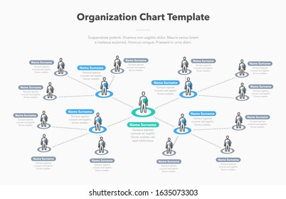 Modern simple company organization hierarchy schema template with place for your content. Easy to use for your website or presentation.