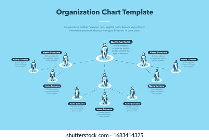 Moderne, einfache Organisations-Schema-Vorlage mit Platz für Ihre Inhalte - blaue Version. Einfache Nutzung für Ihre Website oder Präsentation.