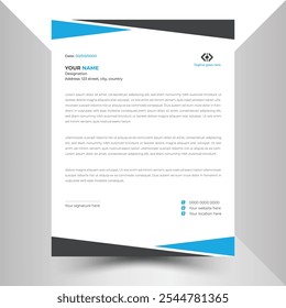 Modern simple corporate business and professional Letterhead Design Template, company, office letterhead template design, business official newsletter abstract vector design.  