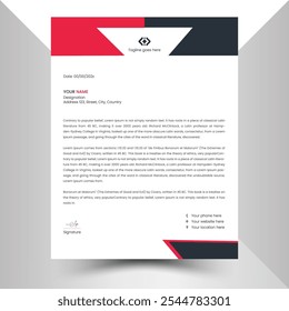 Modern simple corporate business and professional Letterhead Design Template, company, office letterhead template design, business official newsletter abstract vector design.  