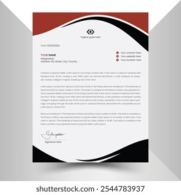 Modern simple corporate business and professional Letterhead Design Template, company, office letterhead template design, business official newsletter abstract vector design.  