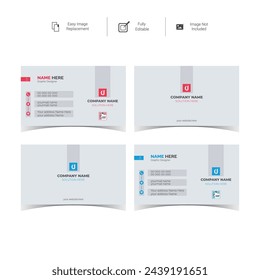Modern simple Creative and Clean Double sided Business Card Template design Vector Illustration