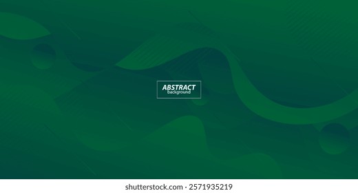 Modern Simple Dark Abstract Background with Green Color Wavy Design. Vector Eps10