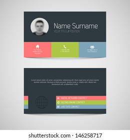 Modern simple dark business card template with flat user interface