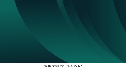 Modern simple dark green and black abstract background for wide banner. Luxury dark green background with overlap 3D layer