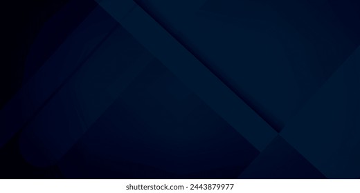Modern simple dark navy blue background with layers of overlapping triangles. Blue abstract background with empty space for text. Modern elements for eps 10 banner. Immagine vettoriale stock