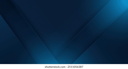 Modern simple dark navy blue background with overlap triangle layers. Blue abstract background with blank space for text.