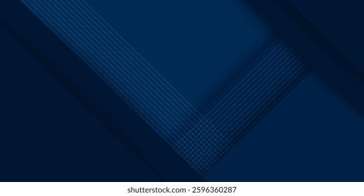 Modern simple dark navy blue background with overlap triangle layers. Blue abstract background with blank space for text. Modern element for banner, presentation design and flyer