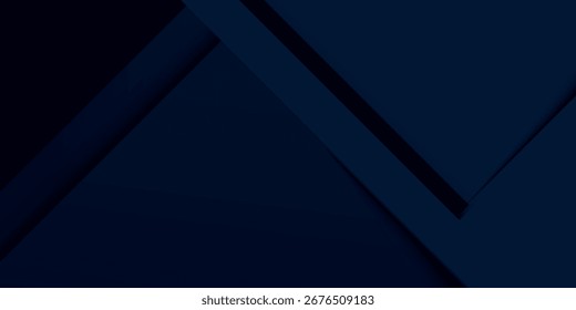 Fundo azul marinho escuro simples moderno com camadas de triângulos sobrepostos. Plano de fundo abstrato azul com espaço vazio para texto. Elementos modernos para o banner eps 10.

