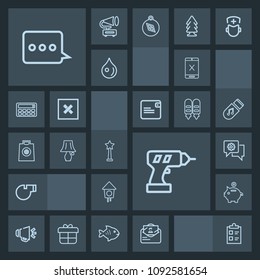 Modern, simple, dark vector icon set with checklist, sport, sound, message, investment, speaker, bird, connection, sign, wooden, post, list, mobile, hand, bank, whistle, subscription, home, mark icons