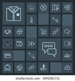 Modern, simple, dark vector icon set with plastic, point, travel, growth, yacht, player, white, button, fashion, banking, sea, rewind, ocean, message, boat, music, speech, chat, water, cloud icons