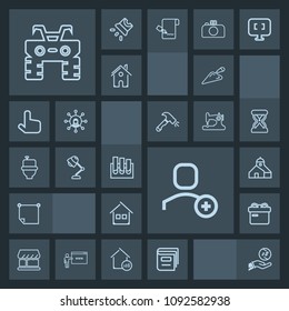 Modern, simple, dark vector icon set with medicine, wheel, account, gift, atv, present, home, paper, lamp, analysis, light, research, dollar, office, extreme, medical, investment, construction icons