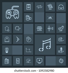 Modern, simple, dark vector icon set with bulb, electrical, growth, support, bike, arrow, thermometer, temperature, building, fahrenheit, seedling, tape, electricity, house, operator, sign, life icons