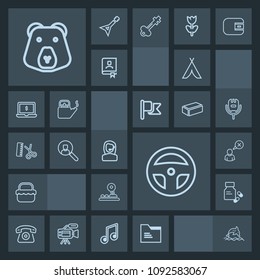 Modern, simple, dark vector icon set with folder, travel, mobile, vitamin, business, adventure, account, home, arrow, nature, wildlife, file, camp, computer, grass, online, laboratory, pharmacy icons