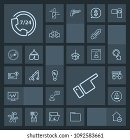 Modern, simple, dark vector icon set with dump, call, medieval, doctor, vehicle, support, file, open, house, person, france, office, dumper, blade, medicine, estate, operator, chat, security icons