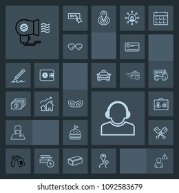 Modern, simple, dark vector icon set with female, route, security, food, woman, white, hotel, network, person, fan, canoe, center, money, payment, key, oar, cheque, hair, location, bellhop, team icons