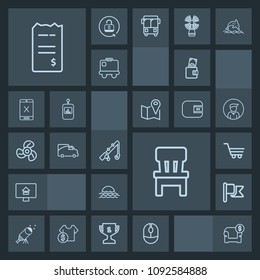 Modern, simple, dark vector icon set with money, sun, america, retail, financial, comfortable, wallet, reel, room, flag, modern, couch, astronomy, property, nature, shop, morning, technology icons