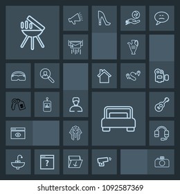 Modern, simple, dark vector icon set with culture, computer, decoration, war, support, double, camera, technology, meat, bed, white, ancient, jug, egyptian, furniture, pharaoh, weapon, pottery icons