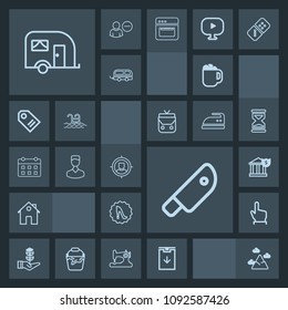 Modern, simple, dark vector icon set with estate, mountain, click, mug, life, touch, fashion, business, concept, finance, hand, nature, property, finger, elegance, house, circle, money, vehicle icons