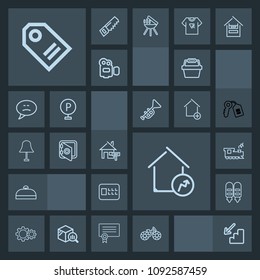 Modern, simple, dark vector icon set with light, safe, bank, sale, railway, banking, bag, basket, transport, , home, lamp, wheel, real, bike, lock, action, estate, up, safety, transportation icons