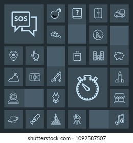 Modern, simple, dark vector icon set with pitch, soccer, frame, emergency, launch, science, bbq, shop, help, time, sport, reel, fishing, meat, watch, sound, musical, fashion, music, clock, grill icons