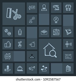 Modern, Simple, Dark Vector Icon Set With Landscape, House, Blank, Home, Life, Antenna, Nature, Aircraft, Road, Vehicle, Hanger, Shop, War, Airplane, Plane, Video, Clothes, Rent, Business, Real Icons