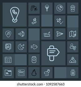 Modern, simple, dark vector icon set with building, paper, construction, airplane, plane, way, can, container, travel, road, office, calendar, aircraft, seafood, schedule, airport, fish, mobile icons