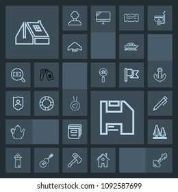 Modern, simple, dark vector icon set with sea, famous, tea, book, europe, ring, home, landscape, environment, summer, kitchen, education, building, love, ocean, landmark, forest, estate, drink icons