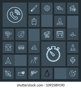 Modern, simple, dark vector icon set with nature, shuttle, dolphin, microphone, decorative, moon, timer, business, concept, outdoor, step, time, fresh, fruit, karaoke, night, travel, voice, ring icons