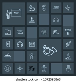 Modern, simple, dark vector icon set with education, page, makeup, equipment, web, satellite, male, sun, space, summer, launch, conference, lipstick, public, boy, global, speaker, umbrella, jazz icons