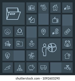 Modern, simple, dark vector icon set with office, landmark, bear, home, tap, animal, folder, light, television, grizzly, house, electric, landlord, video, france, faucet, sink, meeting, water icons