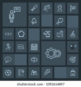 Modern, simple, dark vector icon set with calendar, fan, sign, risk, communication, schedule, music, female, celebration, snack, instrument, location, home, holiday, cell, meal, chicken, speech icons