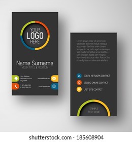 Modern simple dark vertical business card template with some placeholder