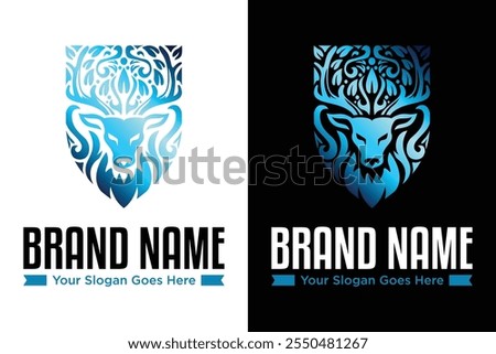 modern simple deer stag head vintage style heraldic crest logo design vector