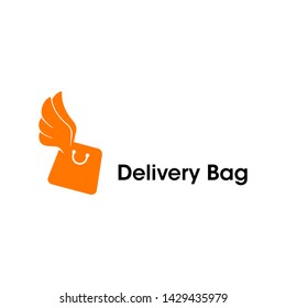 A modern and simple Delivery Bag Icon / Logo. Combine a bag and wing. 