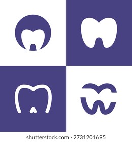Pacote de logotipo de dente dental simples moderno com estilo colorido criativo para clínica, dentista e marca médica