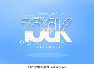 Modern simple design 100k followers. to celebrate achievements. Premium vector for poster, banner, celebration greeting.