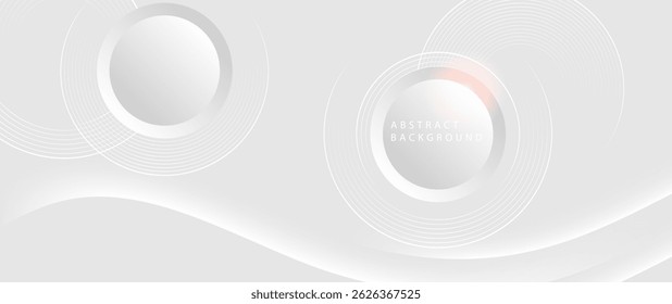 A modern and simple design background using gray and white tones for a clean and professional look. It features overlapping circles and curves with a slight sheen.