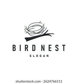 modern simple design bird nest logo, line concept bird house shelter, flying animal template illustration symbol branding product brand