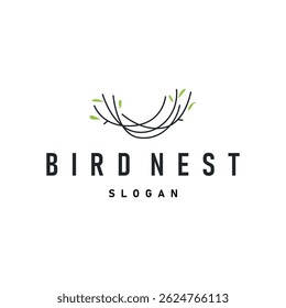 modern simple design bird nest logo, line concept bird house shelter, flying animal template illustration symbol branding product brand