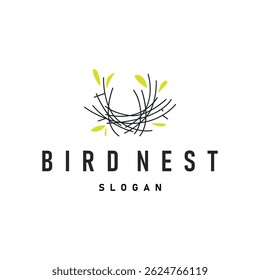 modern simple design bird nest logo, line concept bird house shelter, flying animal template illustration symbol branding product brand