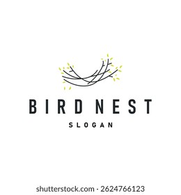 modern simple design bird nest logo, line concept bird house shelter, flying animal template illustration symbol branding product brand