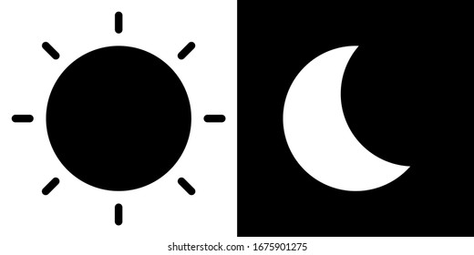Modern simple design day and night icon/ Sun and moon icons