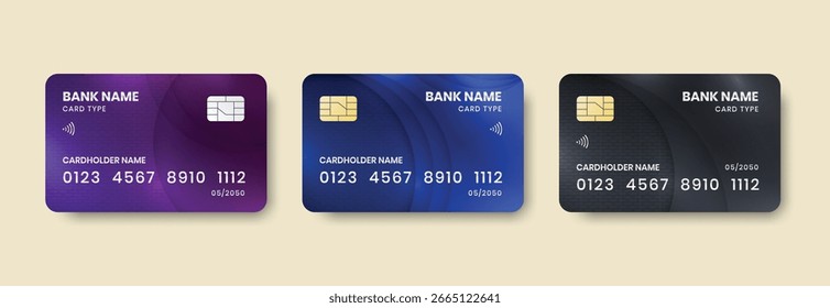 Modern simple design gradient color bank card template design set