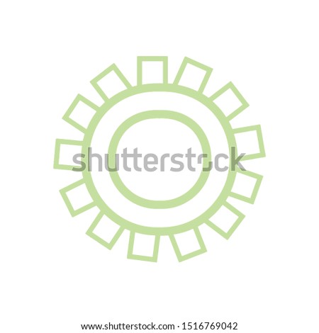 Modern simple design of a green gear. Logo representing the adjustments settings of a devise.