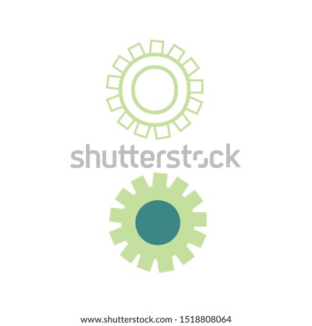 Modern simple design of a green gear. Logo representing the adjustments settings of a devise.