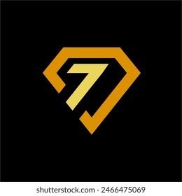 Modern simple diamond logo design with number 7.