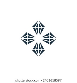 Modern and simple diamond star logo. Logomark made of diamond and star elements.